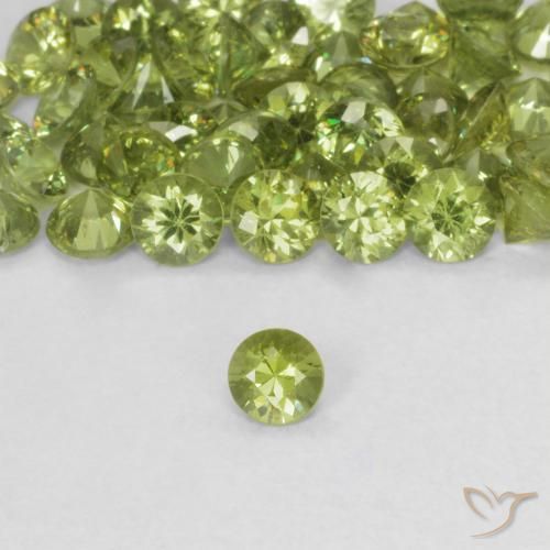 0.14ct 天然 黄绿色 钙铁榴石, 圆形的, VS