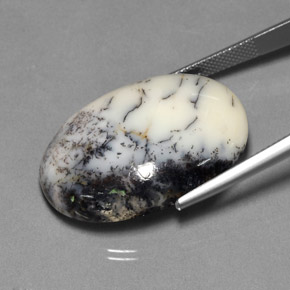 30.24克拉天然树枝状玛瑙，椭圆形切割，不透明