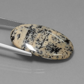 28.19克拉天然树枝状玛瑙，椭圆形切割，不透明