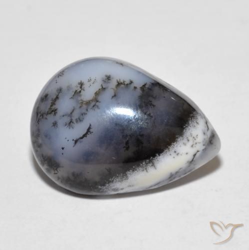 8.77ct 天然 彩色 树枝状玛瑙, 梨形, 半透明