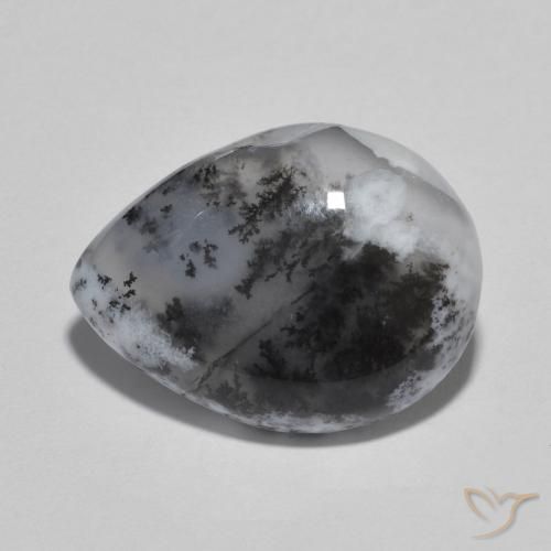 8.04ct 天然 彩色 树枝状玛瑙, 梨形, 半透明