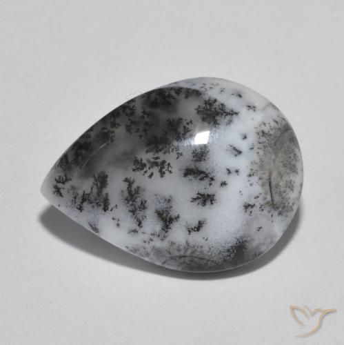 6.81ct 天然 彩色 树枝状玛瑙, 梨形, 不透明