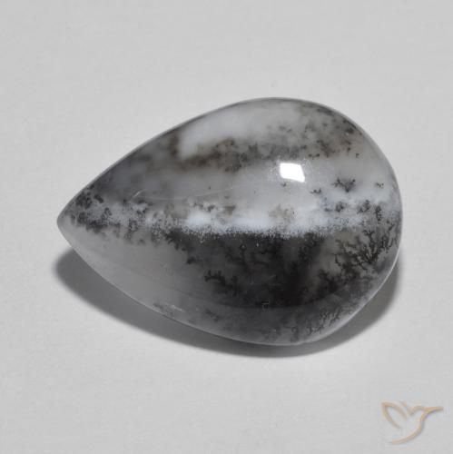 8.49ct 天然 彩色 树枝状玛瑙, 梨形, 半透明