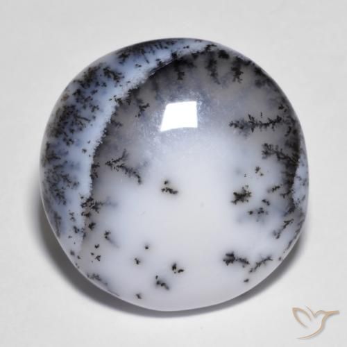 14.83克拉天然树枝状玛瑙，圆形切割，不透明