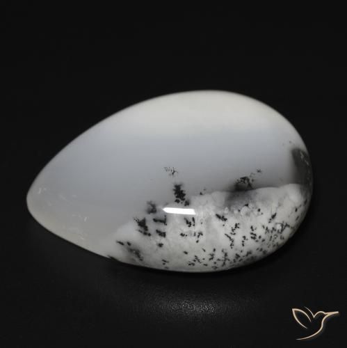 14.76克拉天然树枝状玛瑙，梨形，半透明