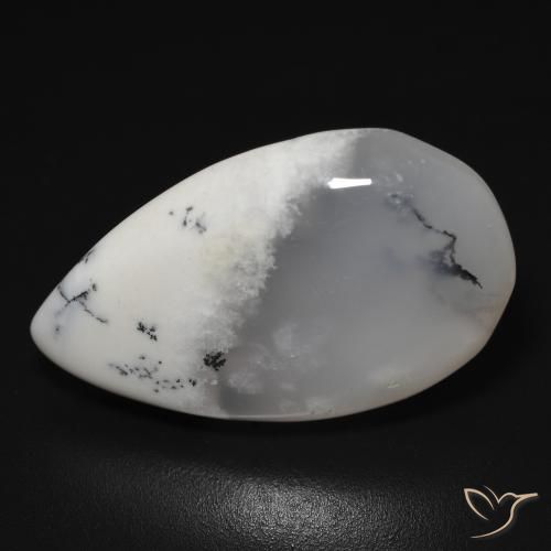 11.48ct 天然 白配黑 树枝状玛瑙, 梨形, 半透明