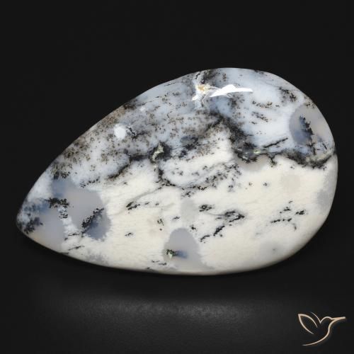 31.64ct 天然 白配黑 树枝状玛瑙, 梨形, 不透明