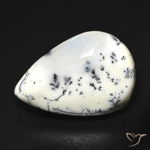 9.07克拉天然树枝状玛瑙，梨形，半透明