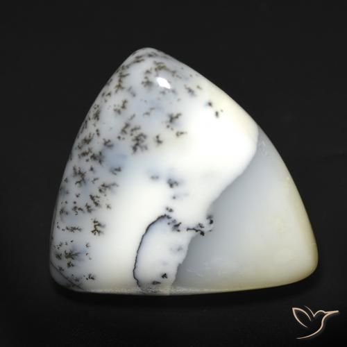 12.51ct 天然 白配黑 树枝状玛瑙, 胖三角形, 半透明