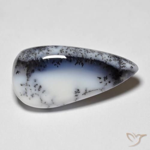7.44克拉天然树枝状玛瑙，梨形，半透明
