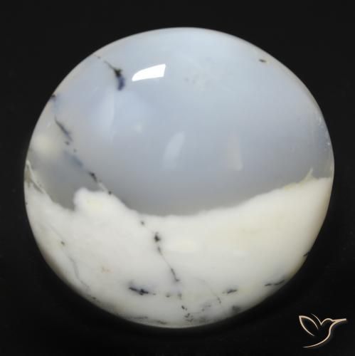 25.49ct 天然 白配黑 树枝状玛瑙, 圆形的, 半透明