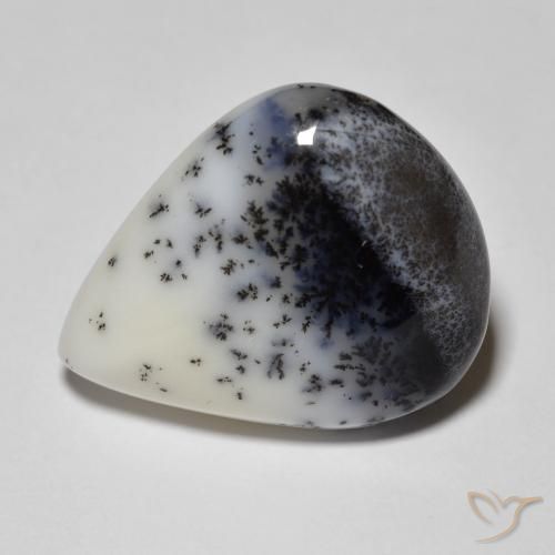 9.90ct 天然 白配黑 树枝状玛瑙, 梨形, 不透明