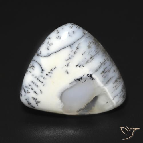 9.21ct 天然 白配黑 树枝状玛瑙, 胖三角形, 不透明