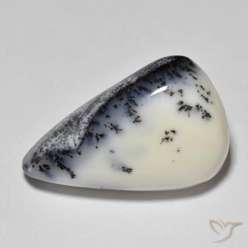 12.30ct 天然 白配黑 树枝状玛瑙, 梨形, 不透明