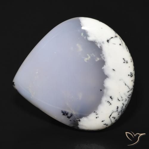 62.65ct 天然 白配黑 树枝状玛瑙, 梨形, 半透明