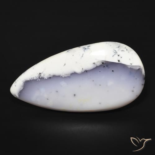43.66ct 天然 白配黑 树枝状玛瑙, 梨形, 不透明