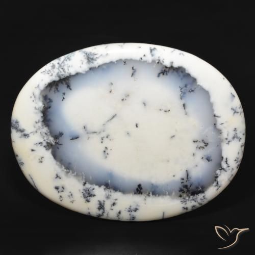 215.80ct 天然 白配黑 树枝状玛瑙, 椭圆形, 不透明