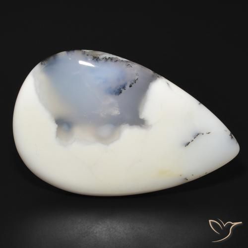 66.10ct 天然 白配黑 树枝状玛瑙, 梨形, 不透明