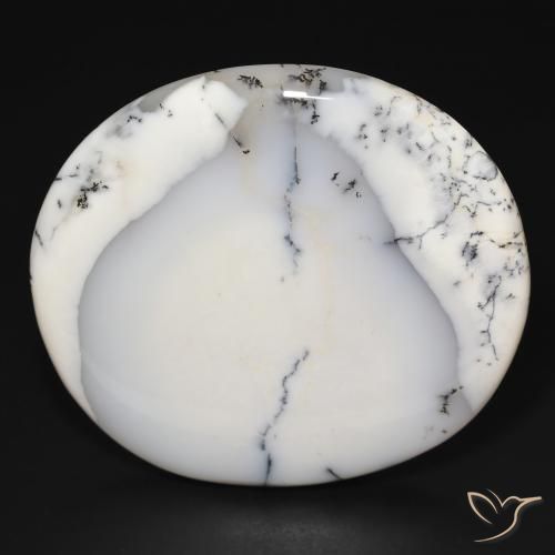 169.76ct 天然 白配黑 树枝状玛瑙, 椭圆形, 不透明