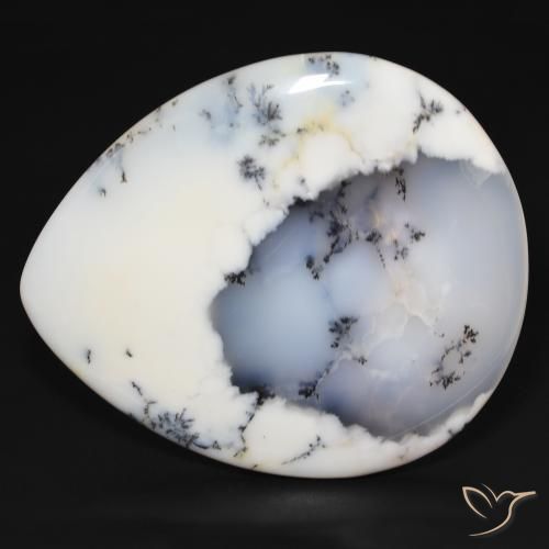 159.38ct 天然 白配黑 树枝状玛瑙, 梨形, 不透明