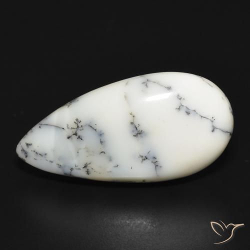 11.14ct 天然 白配黑 树枝状玛瑙, 梨形, 不透明