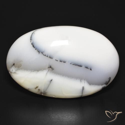 54.75ct 天然 白配黑 树枝状玛瑙, 椭圆形, 不透明