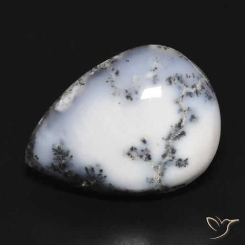 15.20ct 天然 白配黑 树枝状玛瑙, 梨形, 不透明