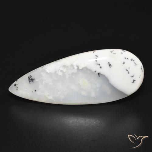 20.07ct 天然 白配黑 树枝状玛瑙, 梨形, 半透明