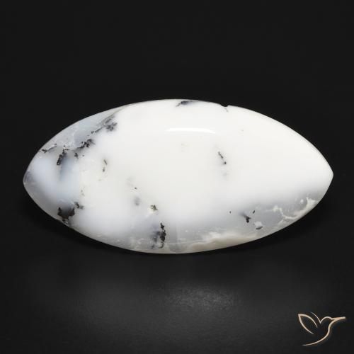 17.03ct 天然 白配黑 树枝状玛瑙, 榄尖形, 不透明