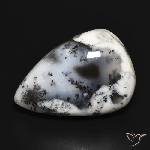 23.36ct 天然 白配黑 树枝状玛瑙, 梨形, 不透明