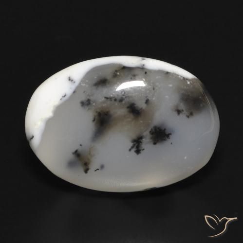 10.81ct 天然 白配黑 树枝状玛瑙, 椭圆形, 半透明