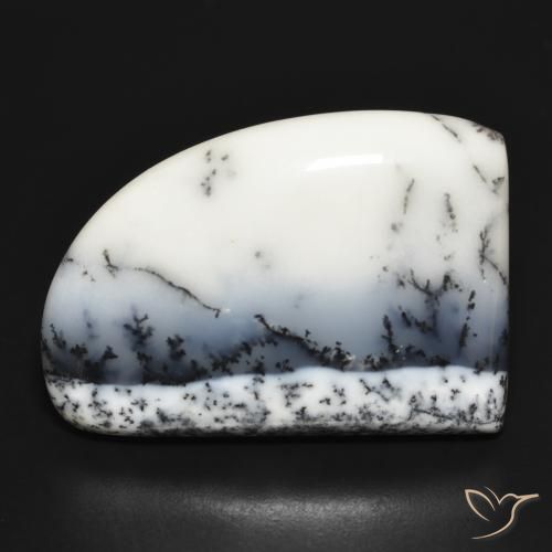 37.40ct 天然 白配黑 树枝状玛瑙, 花式切割, 不透明