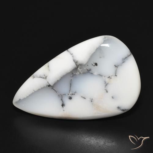 15.10ct 天然 白配黑 树枝状玛瑙, 梨形, 不透明