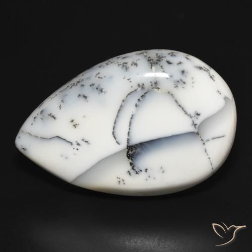 32.78ct 天然 白配黑 树枝状玛瑙, 梨形, 不透明