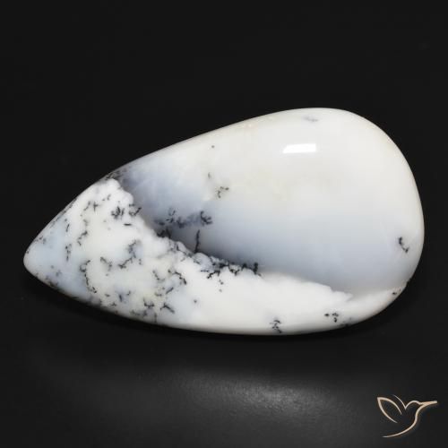 43.76ct 天然 白配黑 树枝状玛瑙, 梨形, 不透明