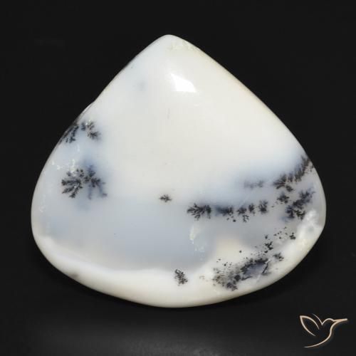 18.86ct 天然 白配黑 树枝状玛瑙, 梨形, 不透明
