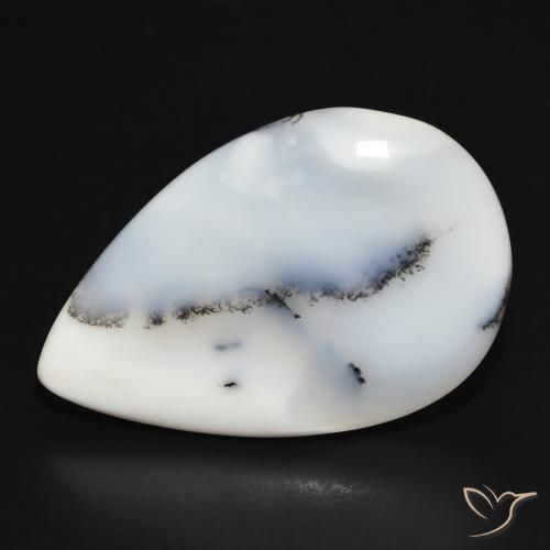 26.36ct 天然 白配黑 树枝状玛瑙, 梨形, 不透明