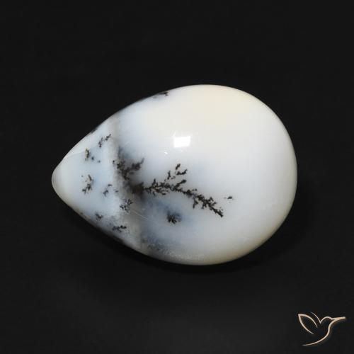 4.99ct 天然 白配黑 树枝状玛瑙, 梨形, 不透明