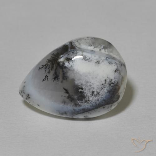 8.42ct 天然 白配黑 树枝状玛瑙, 梨形, 不透明