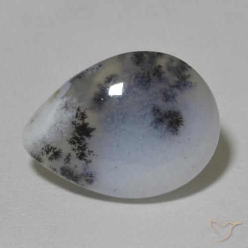 9.20ct 天然 白配黑 树枝状玛瑙, 梨形, 不透明