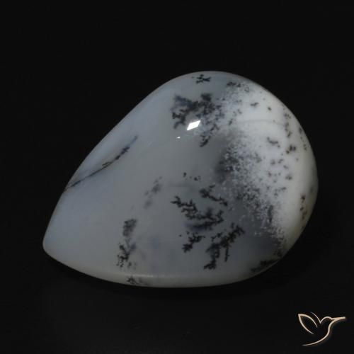 9.52ct 天然 白配黑 树枝状玛瑙, 梨形, 不透明