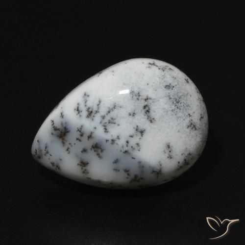 5.06ct 天然 白配黑 树枝状玛瑙, 梨形, 不透明