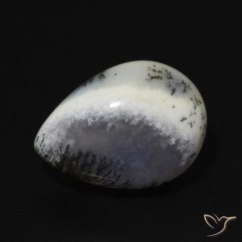 4.92ct 天然 白配黑 树枝状玛瑙, 梨形, 不透明