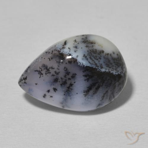 4.80ct 天然 白配黑 树枝状玛瑙, 梨形, 不透明, Photo A