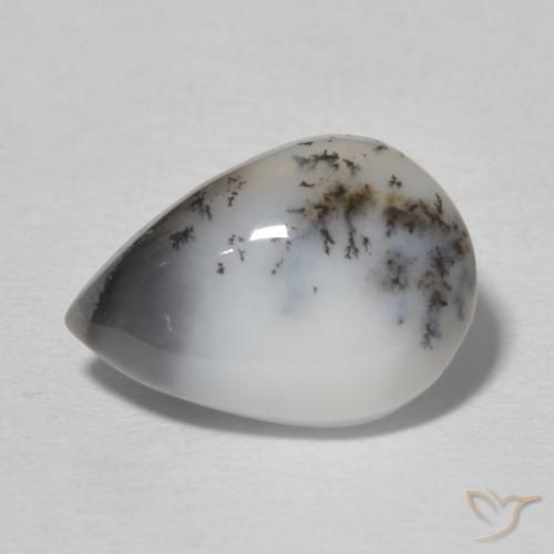 4.87ct 天然 多色白 树枝状玛瑙, 梨形, 不透明