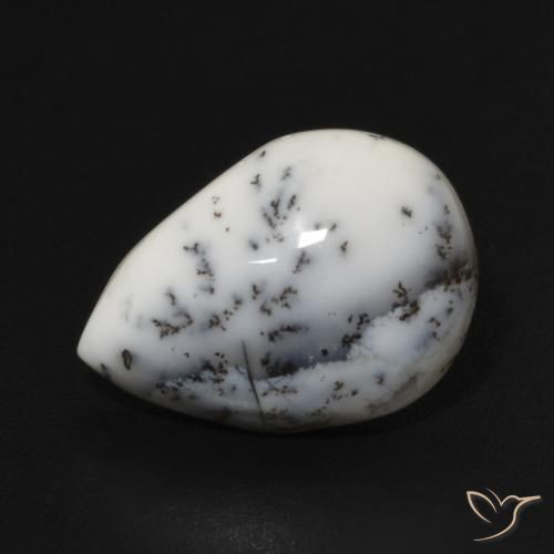 4.74ct 天然 白配黑 树枝状玛瑙, 梨形, 不透明