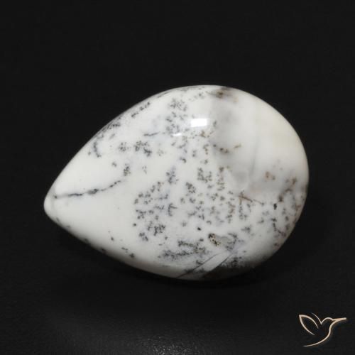 3.81ct 天然 白配黑 树枝状玛瑙, 梨形, 不透明
