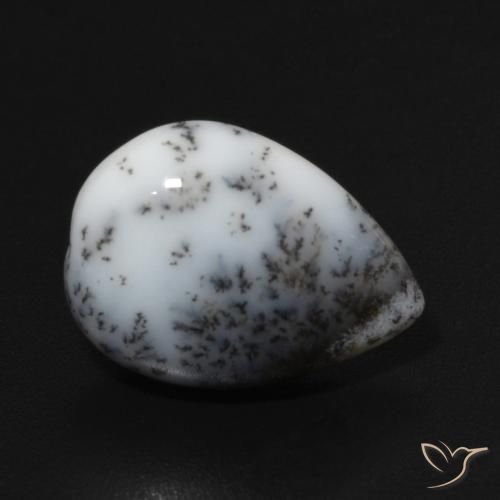 4.35ct 天然 白配黑 树枝状玛瑙, 梨形, 不透明