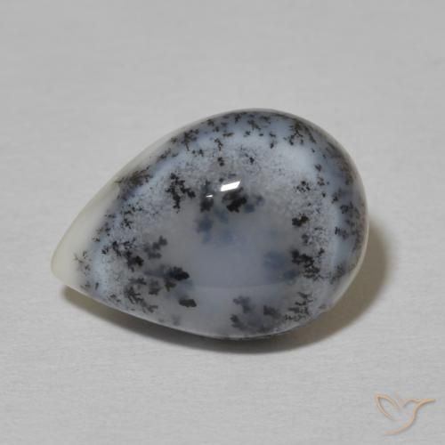 4.51ct 天然 白配黑 树枝状玛瑙, 梨形, 不透明