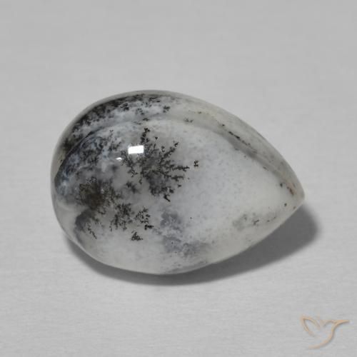 4.99ct 天然 白配黑 树枝状玛瑙, 梨形, 不透明
